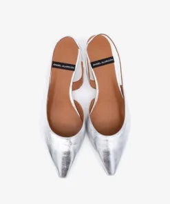 Angel Alarcon Silver kitten Heel Sling Back|26017SIL