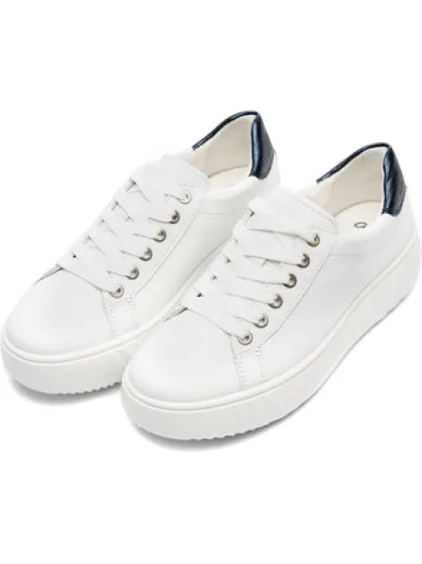 Ara White Wide Fit Platform Trainer|124652305B