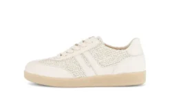 Gabor Beige Leather and Raffia Trainer|8330042