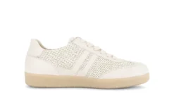 Gabor Beige Leather and Raffia Trainer|8330042