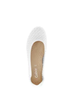 Gabor Braided White Comfort Ballerina|8412120