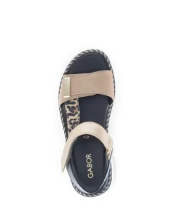 Gabor Brown and Leo Print Wedge Sandal|8459314