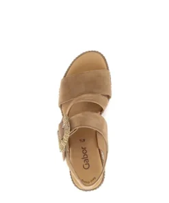 Gabor Brown Suede Wedge Sandal|8477114