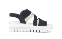 Gabor Navy Suede Wedge Sandal|8462716