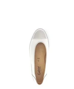Gabor White and Silver Mini Wedge Pump|8604253