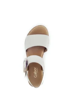 Gabor White Wedge Strap Sandal|8270652