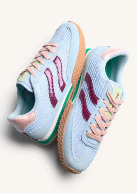 Gioseppo Leather and Mesh Baby Blue Trainer||78029BLU