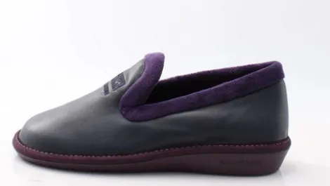 Nordika Navy Leather Slipper|305DMAR