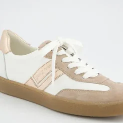Paul Green White and Beige Suede Trainer|5437119