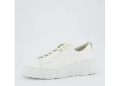 Paul Green White Leather Platform Trainer|5418030