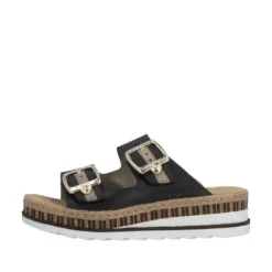 Rieker Black Mini Wedge Mule|V795500B