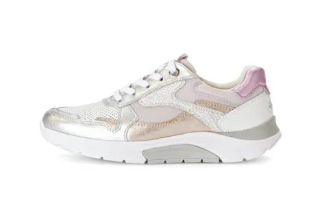 Rolling Soft Metallic Leather and Fabric Trainer|8692553
