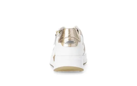Rolling Soft White and Taupe Wedge Trainer|8695852